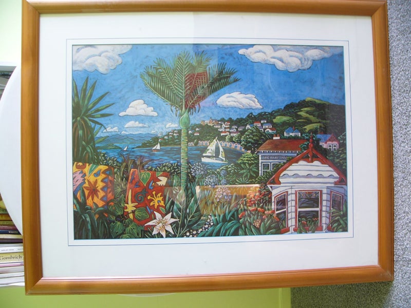 Two striking framed colourful prints of older Auckland Carousel 1