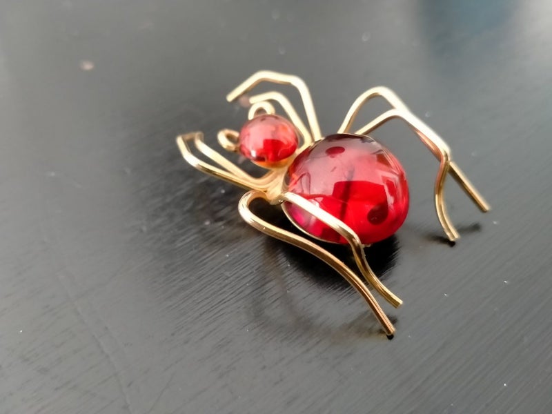 Vintage Amber Gold Filled Spider Brooch Carousel 2