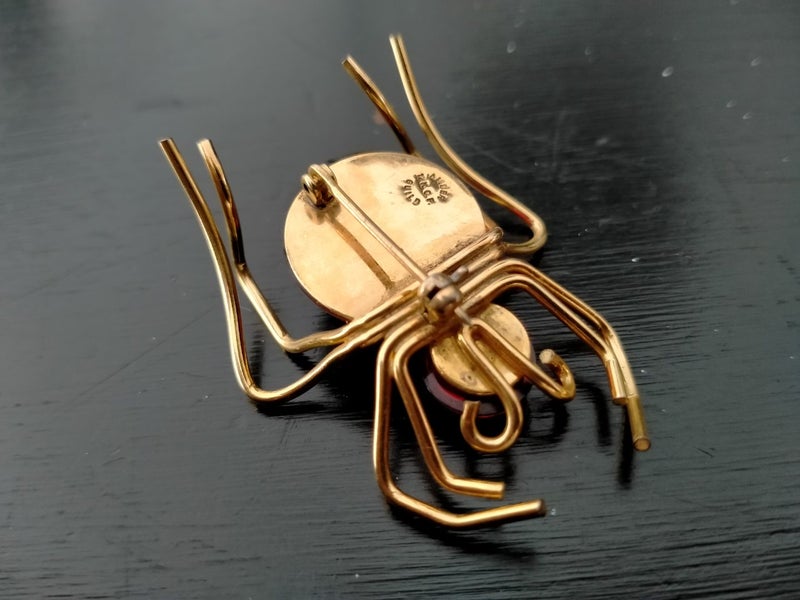 Vintage Amber Gold Filled Spider Brooch Carousel 8