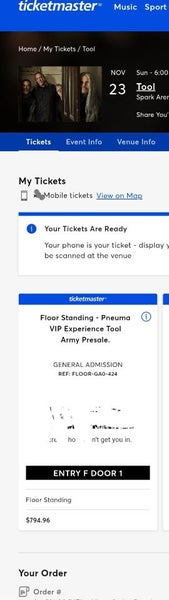 Tool VIP 23/11/2025 Spark Arena VIP64430960065153110