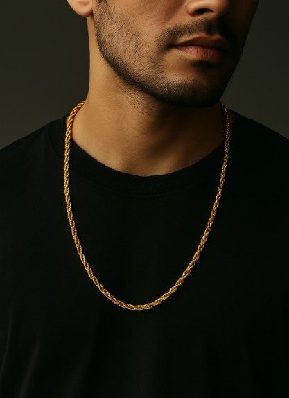 Men’s 3MM Twisted Link Chain with 18K Gold Detailing – SALE64474380827651112