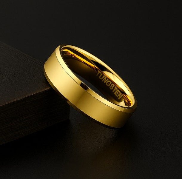 Men's 18K Gold Filled Tungsten Minimalist Band - SALE! Carousel 1