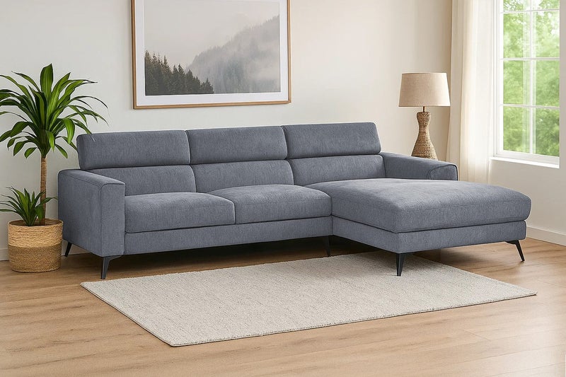 Frankfurt Sectional Fabric Sofa (Grey) - Chaise Facing Right Carousel 1
