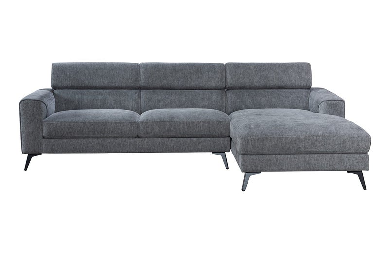 Frankfurt Sectional Fabric Sofa (Grey) - Chaise Facing Right Carousel 2