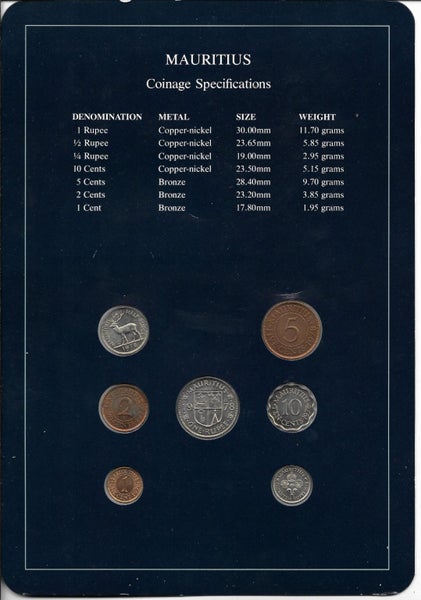 MAURITIUS 1978 set of 7 coins (packaged) Carousel 2