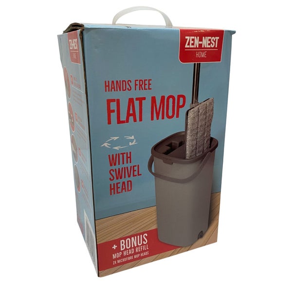 Zen Nest Flat Mop & Bucket Set with 1x Microfibre Mop Head Carousel 2