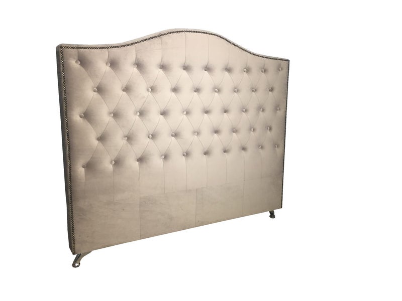 HEAD BOARD- buttoned - QUEEN SIZE- NERO MODEL- BEIGE VELVET Carousel 1