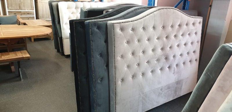 HEAD BOARD- buttoned - QUEEN SIZE- NERO MODEL- BEIGE VELVET Carousel 2