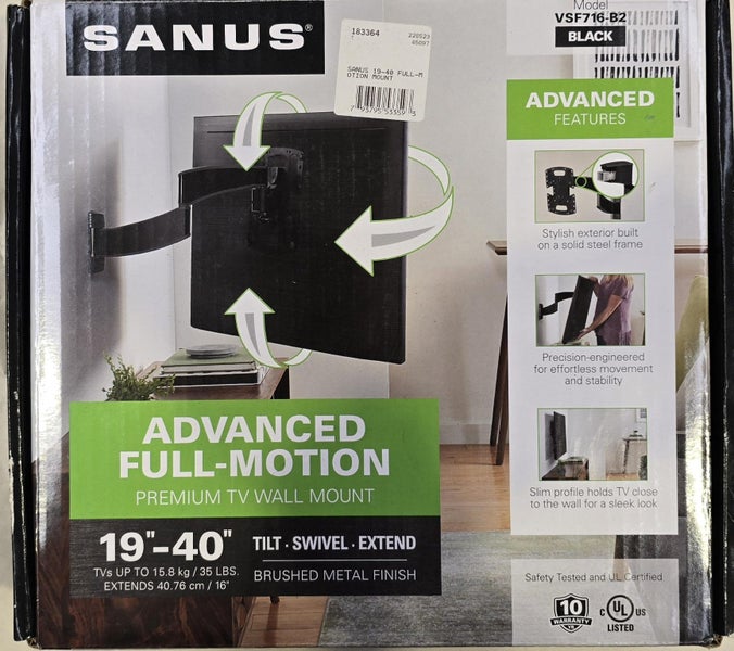 Sanus Full Motion Mount for 19 inch-43 inch Flat Panel TVs (14DD) Carousel 1