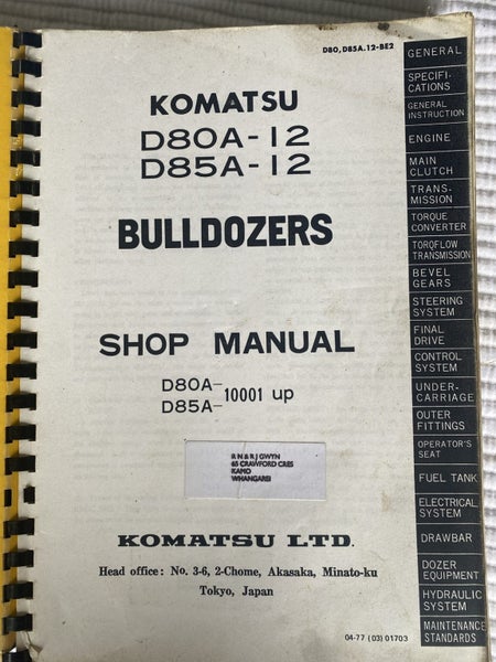 Komatsu D80 shop manual Carousel 2