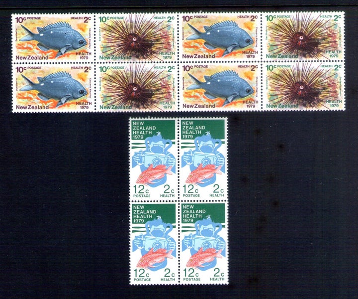 1197/9. NZ - 1979 Health/Sea Set (3) - Blocks - UHM Carousel 1