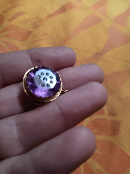 Victorian French 18ct gold , Amethyst mine cut Diamond brooch. Carousel 2