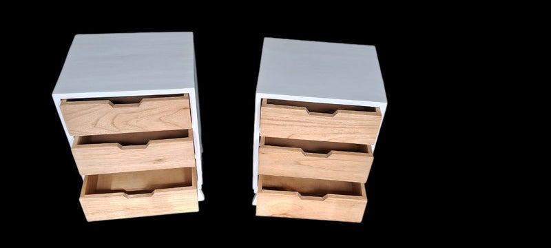 Three-Drawer Bedside Cabinet Pair - Mindi Wood - Carolina Finish Carousel 6