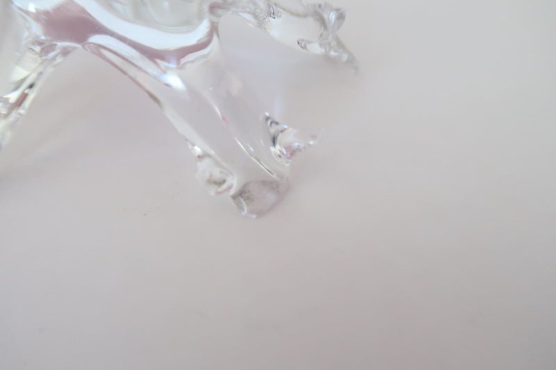 ***VINTAGE HANDBLOWN PINK GLASS VASE CLEAR GLASS FEET*** Carousel 2