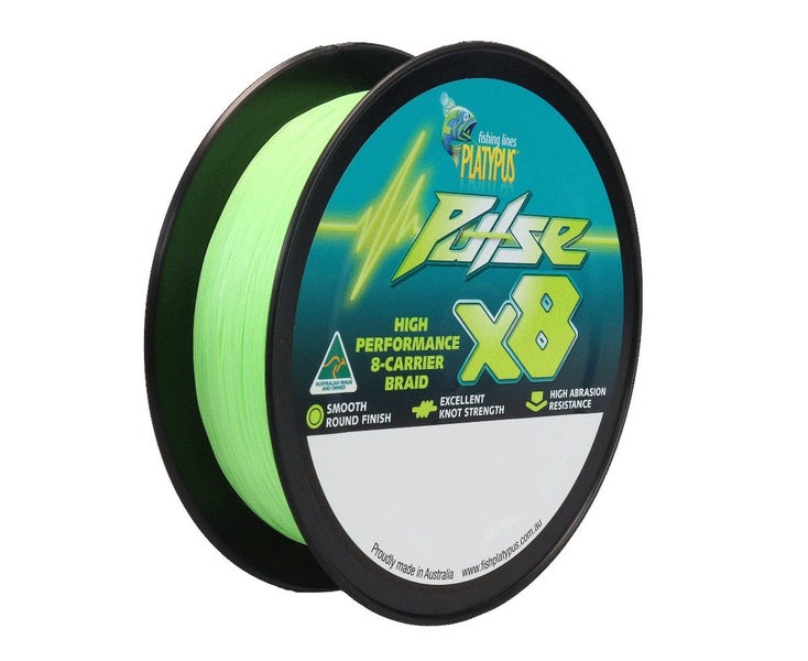 Platypus Pulse X8 Braid Green 300M 6lb to 80lb Australian Made Fishing Line Carousel 1