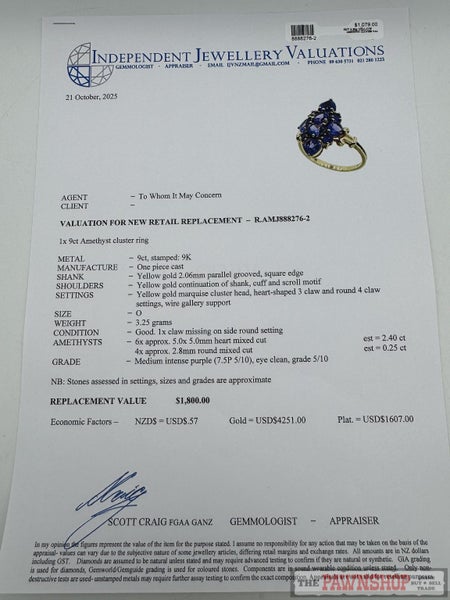 9ct Yellow Gold Amethyst Cluster Ring ~ $1,800! Carousel 7