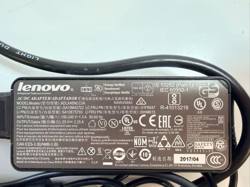 Genuine Lenovo 45W Slim-Tip Laptop Charger / Travel Adapter (ADLX45NCC3A)64373602308739112