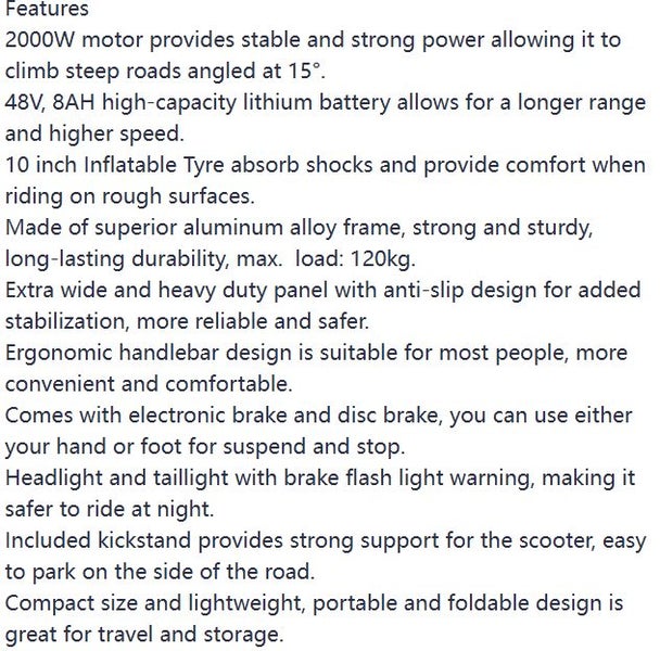 2025 Foldable 2000W Single Motor Electric Scooter 65KM/H E Bike Commuter 40KM Carousel 19