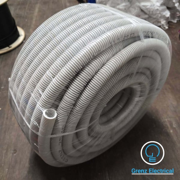 Corrugated Conduit Medium Duty (25mm) 50m roll UV rated Solar HD-T Grey Carousel 1