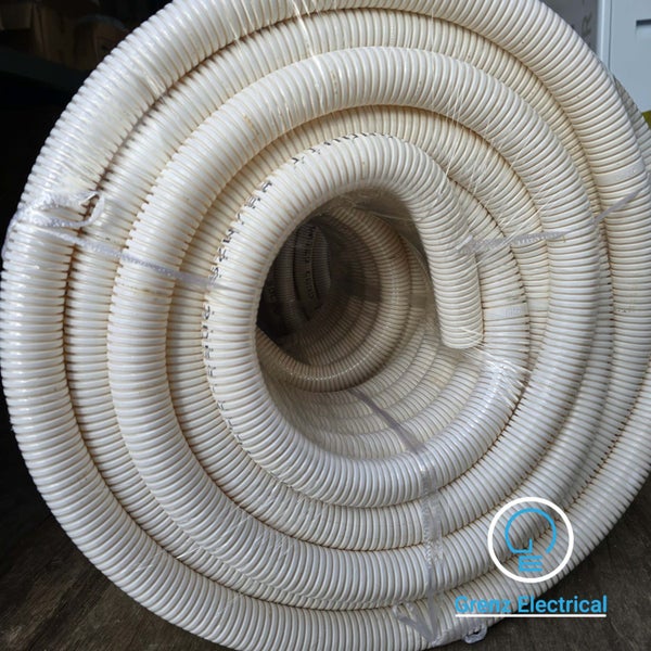 Corrugated Flexi Conduit Heavy duty (32mm) 25m / roll UV rated Solar HD-T White Carousel 1
