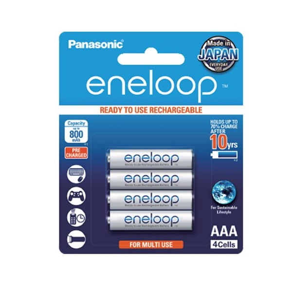 Panasonic Eneloop NiMH Rechargeable Batteries AAA 4pk Carousel 1