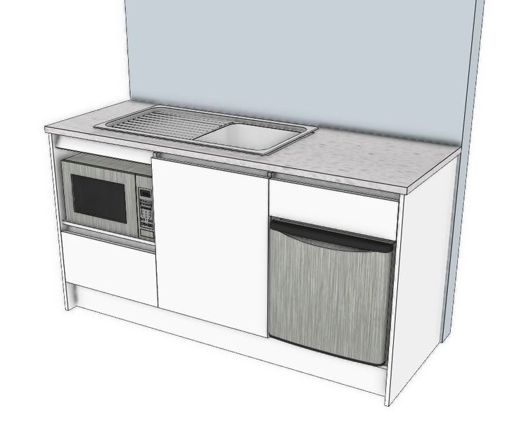 Air BNB Kitchenette with 2 appliance shelves new 1650-mm wide *Fully Assembled* Carousel 2