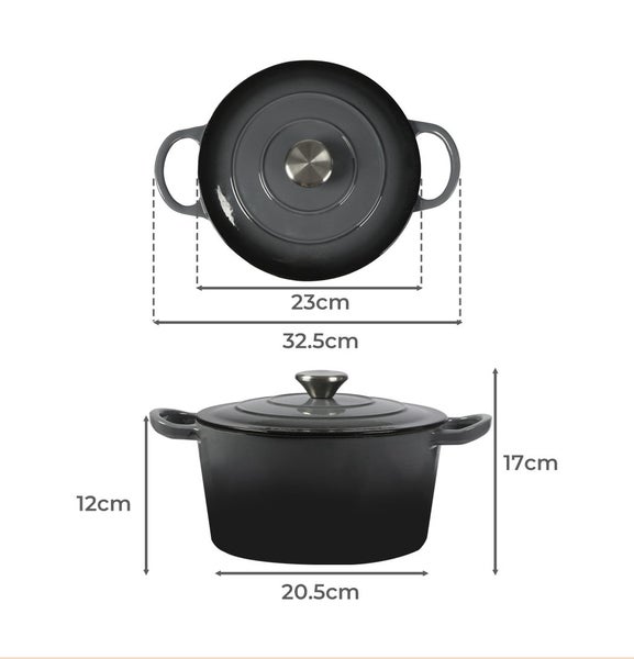 Toque Enamelled Dutch Oven 4L Cast Iron Pot with Lid Camping Cookware Carousel 9