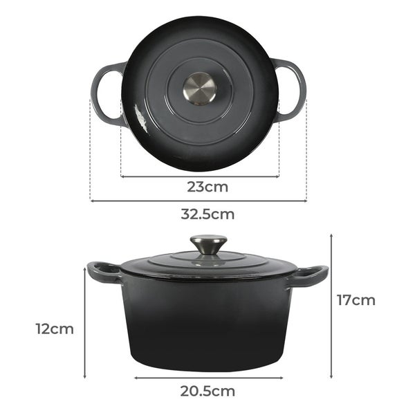 Toque Enamelled Dutch Oven 4L Cast Iron Pot with Lid Camping Cookware Carousel 2