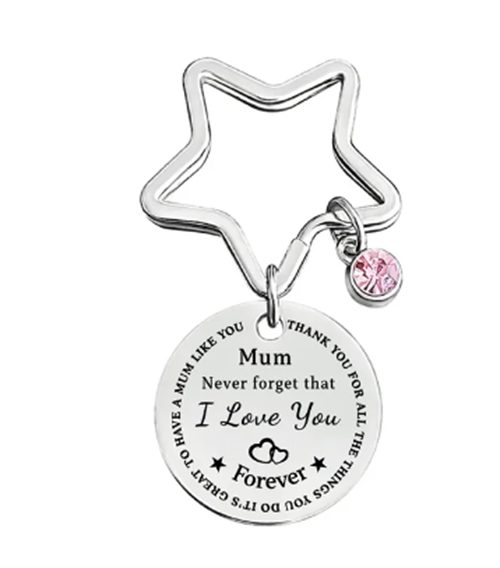 Mum I Love You - Keyring with Pink Diamante Carousel 1
