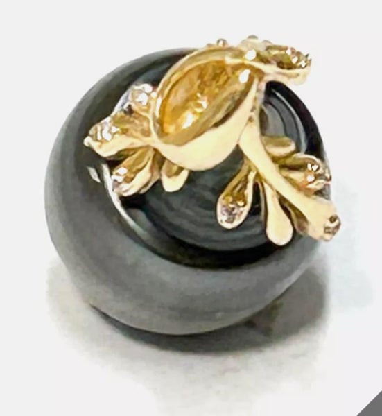 11.3x 14mm Tahitian Natural Peacock Black Green Pearl Pendant Carousel 11