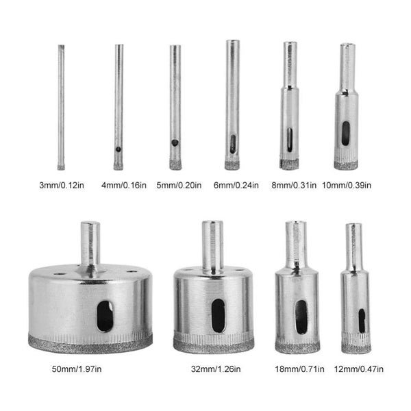 10 pcs set 3 -50 mm Diamond Coated Hole Saw drill Tile Ceramic Marble Glass Carousel 1