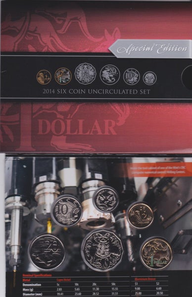 Australia - 2014 Uncirculated Set (6) with coloured $1 - UNC in Folder Carousel 1