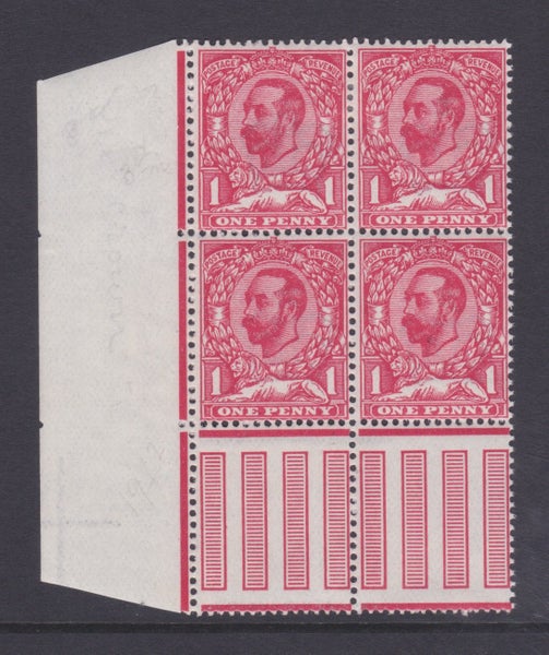 GB - SG328 - 1911 KGV 1d Pale carmine - Block of 4 - UHM/LHM - SG Cat £78 Carousel 1