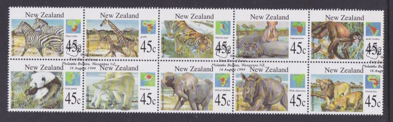 1820a. NZ - 1994 Wild Animals Block (10) - VFU Carousel 1