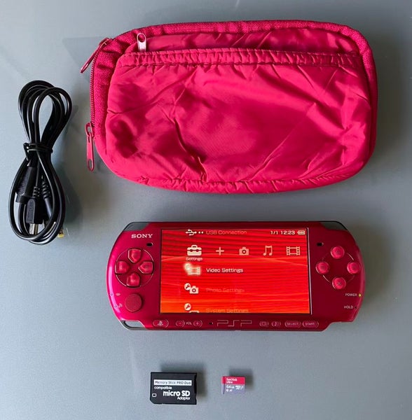 PSP3000 Metallic Red PSP in 6.60 PRO-C 64G Memory Cable Pouch and Case Carousel 1