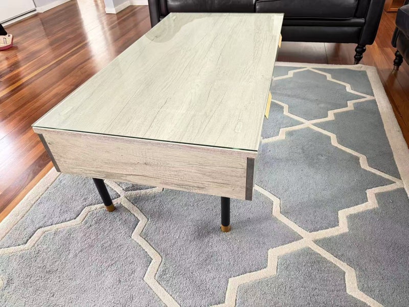 Coffee Table 2 Drawer 1.2m Temperd Glass Top Carousel 16