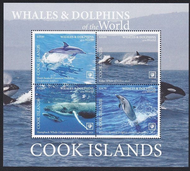 COOK IS 2020 Whales & Dolphins mini sheet MNH face value $94.70 Carousel 1
