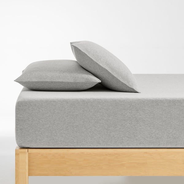 Dreamaker Jersey Luxe 100% Cotton Combo Fitted Sheet Set Silver Queen Bed Carousel 1