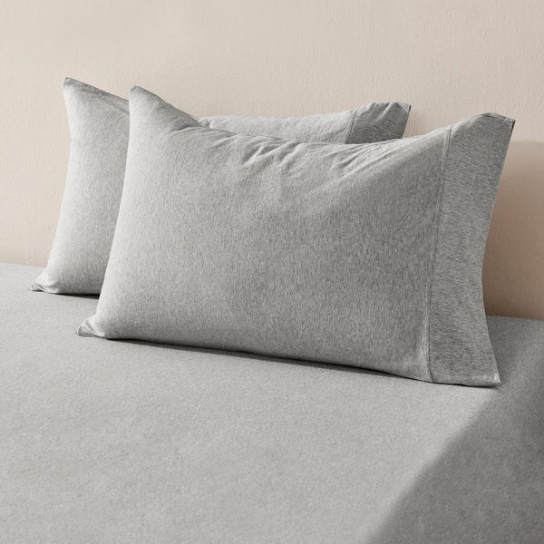 Dreamaker Jersey Luxe 100% Cotton Combo Fitted Sheet Set Silver Queen Bed Carousel 2