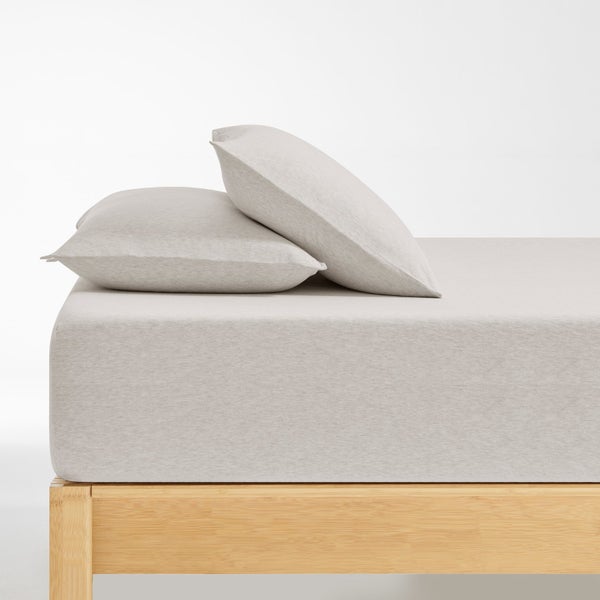 Dreamaker Jersey Luxe 100% Cotton Combo Fitted Sheet Set Oatmeal King Single Bed Carousel 1