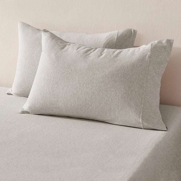 Dreamaker Jersey Luxe 100% Cotton Combo Fitted Sheet Set Oatmeal King Single Bed Carousel 2