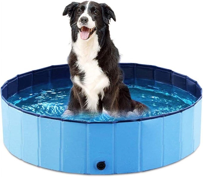 Foldable Dog Pet Bath Pool,32" Collapsible Plastic Kiddie Swimming Pool for P Carousel 1