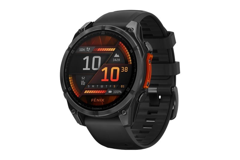 Garmin Fenix 8 AMOLED Smart Sports Watch (Slate Grey with Black Silicone Band, Carousel 1