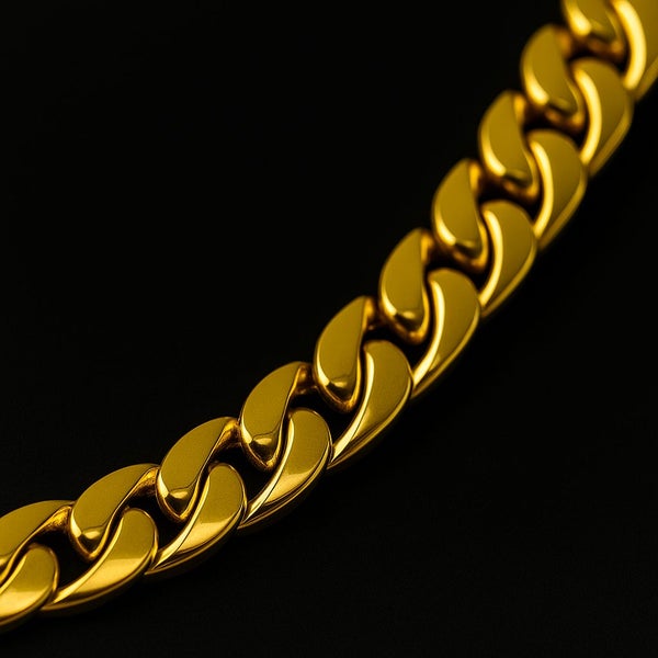 Men's 10MM Solid Cuban Link Chain with 18K Gold - SALE! Carousel 2
