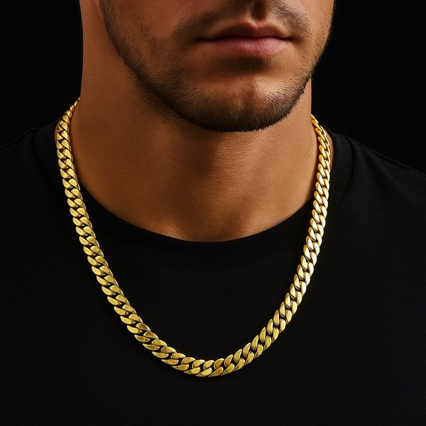 Men's 10MM Solid Cuban Link Chain with 18K Gold - SALE!64387180242051112