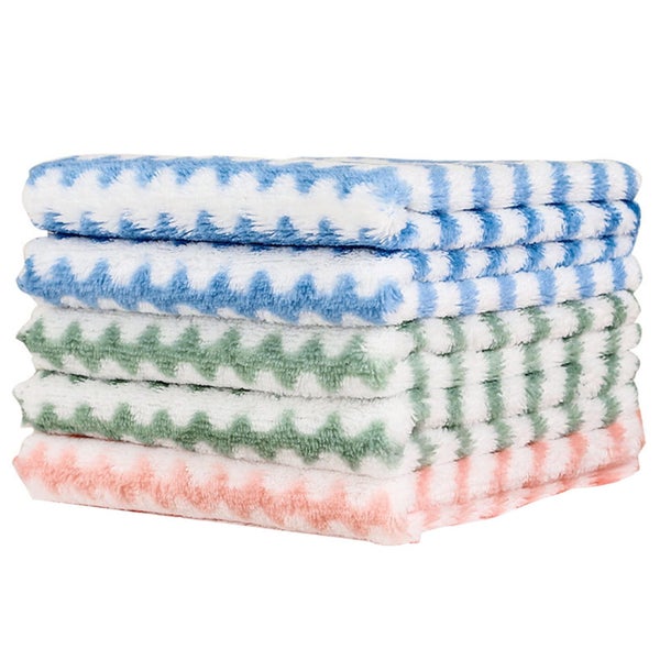 5 Pack Kitchen Cloth Dish Towels, Premium Dishcloths, Super Absorbent Coral V Carousel 7