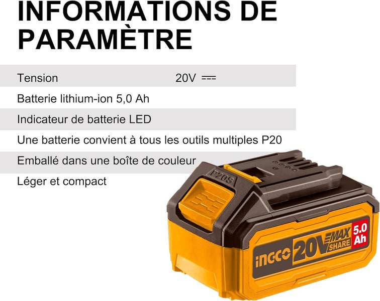 Lithium-ion 5.0Ah Battery Pack INGCO Carousel 8
