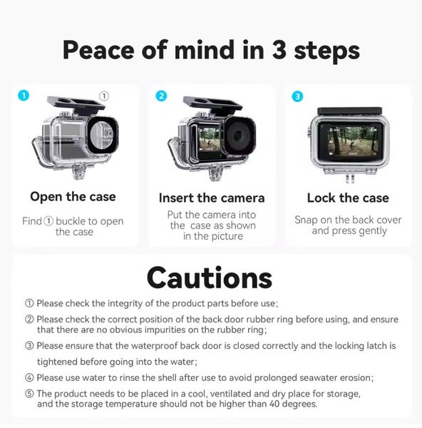 Telesin 45M Waterproof Diving Case for DJI OSMO Action 3 / 4 / 5Pro Carousel 6