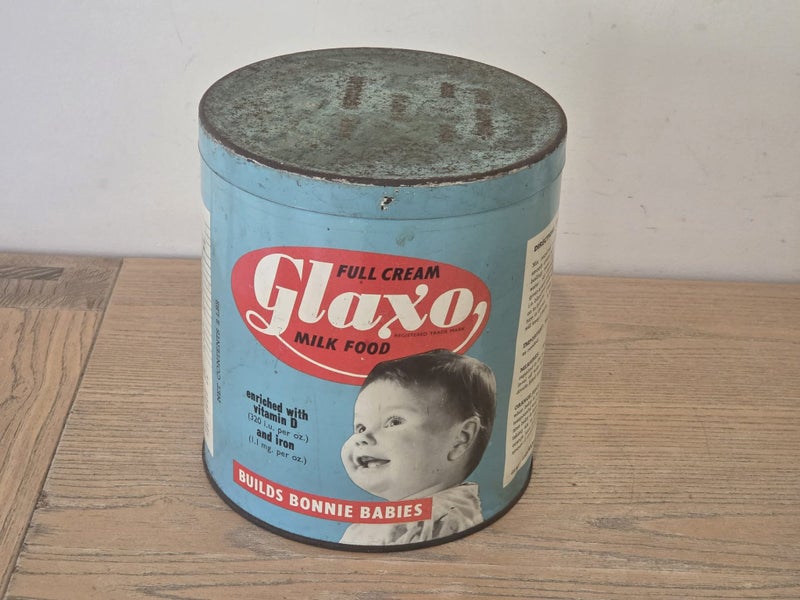 Superb Old Vintage Glaxo Milk Food Tin (Made in NZ) - 1960s Carousel 1