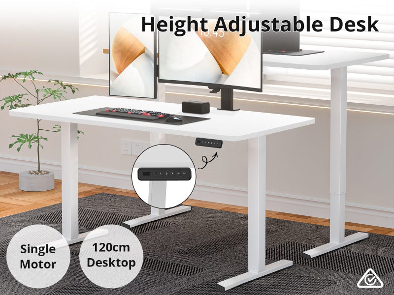 Height Adjustable Desk White Carousel 1